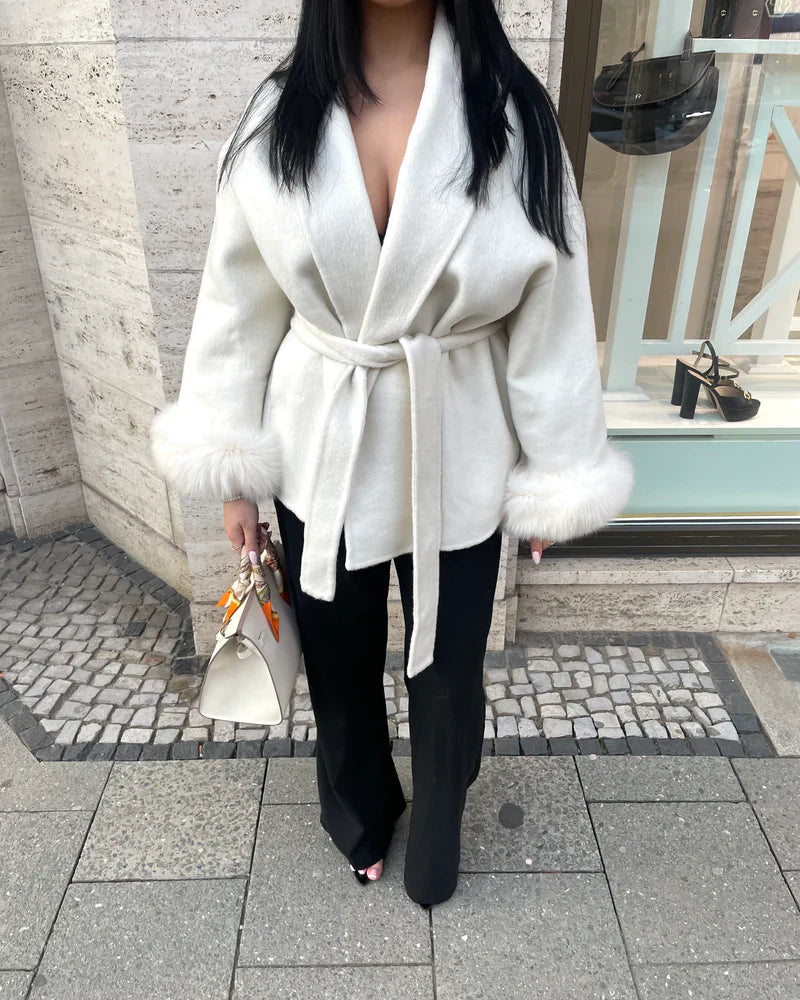 Cappotto in lana con pelliccia