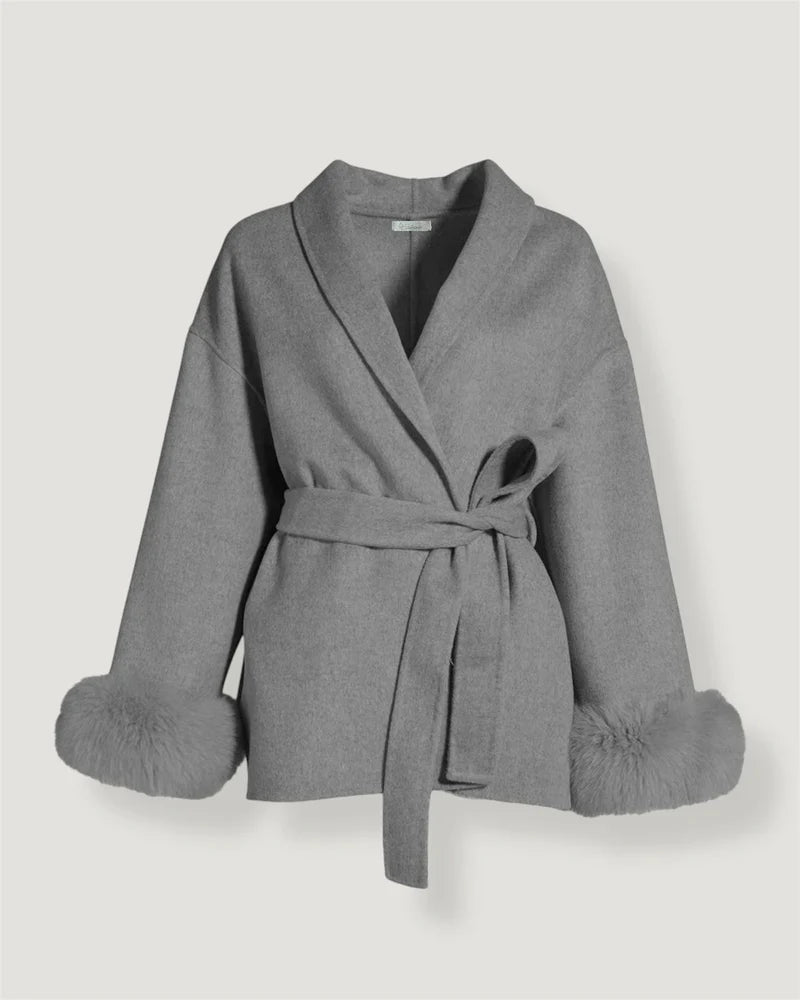 Cappotto in lana con pelliccia