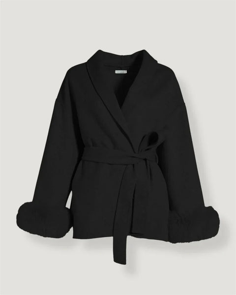 Cappotto in lana con pelliccia